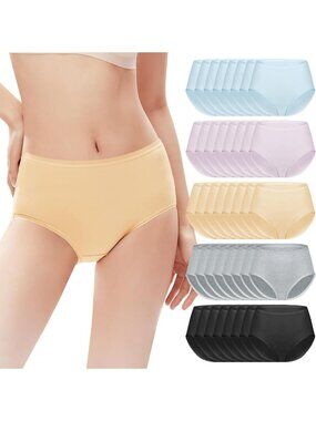 75-Pack Women's Cotton Underwear Multipack - Breathable Panties in 5 Colors
